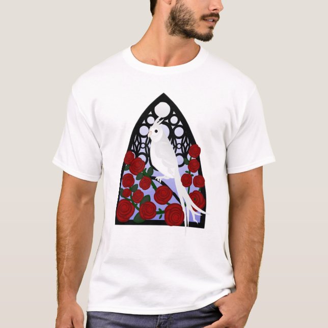 Camiseta Cockatiel & rosas (Frente)