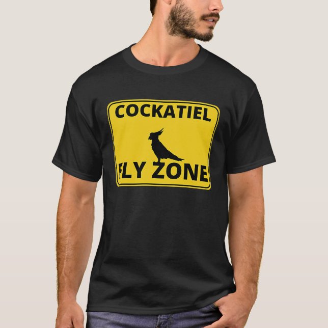 Camiseta Cockatiel  Warning Fly Zone Cockatiel (Frente)
