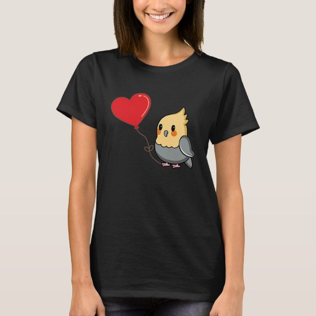 Camiseta Cockatiel With Heart Balloon Valentines Day Love B (Frente)