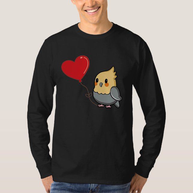 Camiseta Cockatiel With Heart Balloon Valentines Day Love B (Frente)