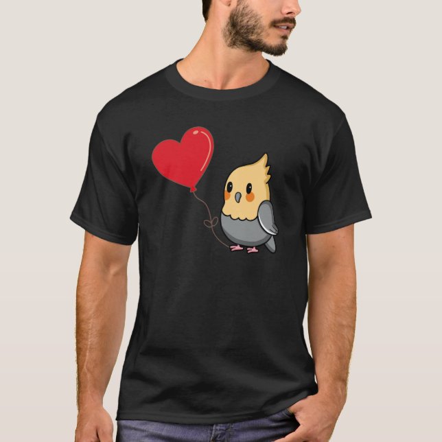 Camiseta Cockatiel With Heart Balloon Valentines Day Love B (Frente)