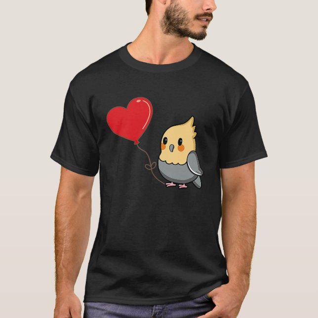 Camiseta Cockatiel With Heart Balloon Valentines Day Love B (Frente)