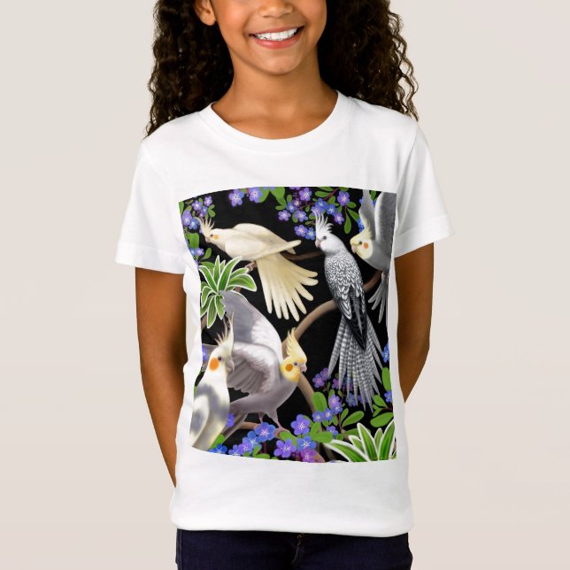 Camiseta Cockatiels e t-shirt da boneca das meninas de (Frente)