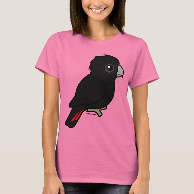 Camiseta Cockatoo preto de cauda vermelha (Frente)