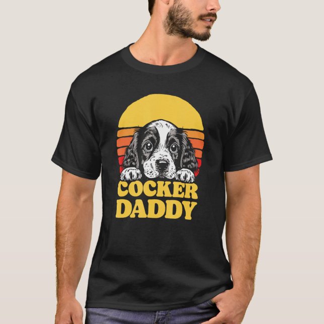 Camiseta Cocker Daddy Cute English Cocker Spaniel Puppy Dad (Frente)