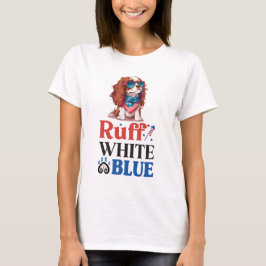 Camiseta Cocker espanhol ruff branco e azul