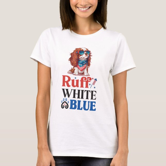 Camiseta Cocker espanhol ruff branco e azul (Frente)