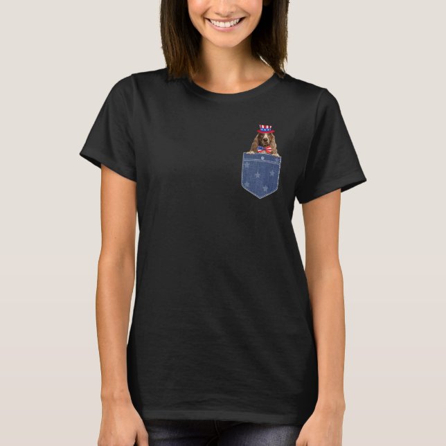 Camiseta Cocker Spaniel 4 De Julho Para Mulheres Cão Americ (Frente)