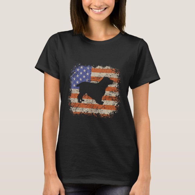 Camiseta Cocker Spaniel American Flag USA Dog  Puppy US (Frente)