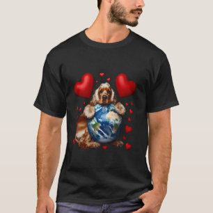 Camiseta Cocker Spaniel Cachorro Dia da Terra Abraço Amor D
