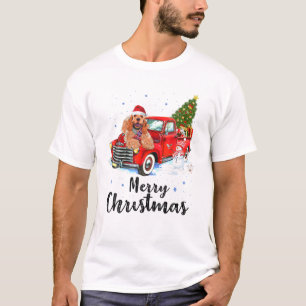 Camiseta Cocker Spaniel Dirige Caminhão Vermelho Natal Paj