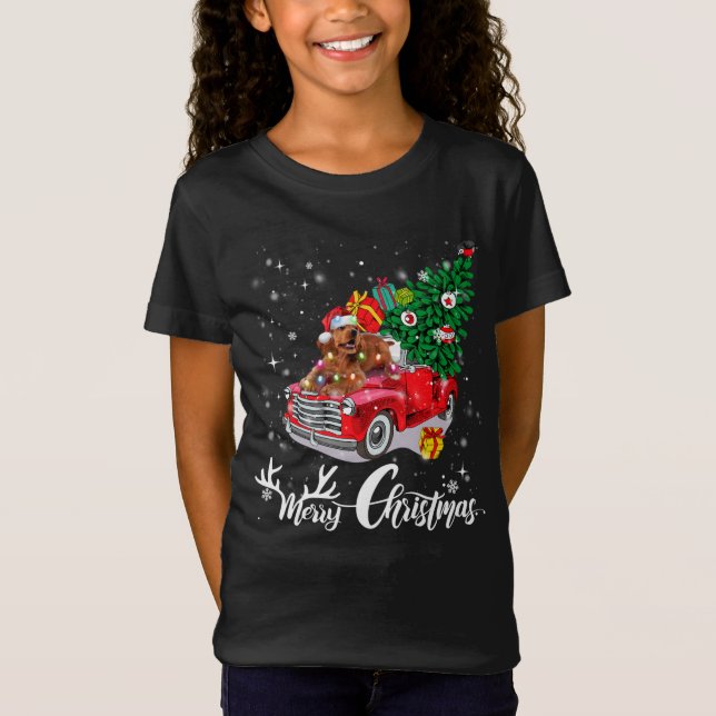 Camiseta Cocker Spaniel Dirige Caminhão Vermelho Natal Paja (Frente)