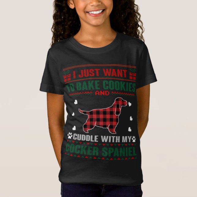 Camiseta Cocker Spaniel Dog Amadurece Xmas Pajama Ugly Chri (Frente)