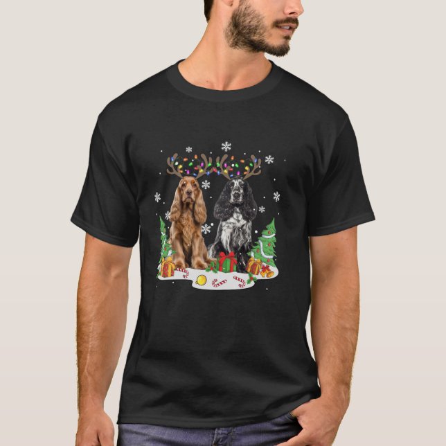Camiseta Cocker Spaniel Dog Voa De Natal Xmas Cocker Sp (Frente)