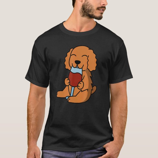 Camiseta Cocker Spaniel Drinking Wine Dog (Frente)