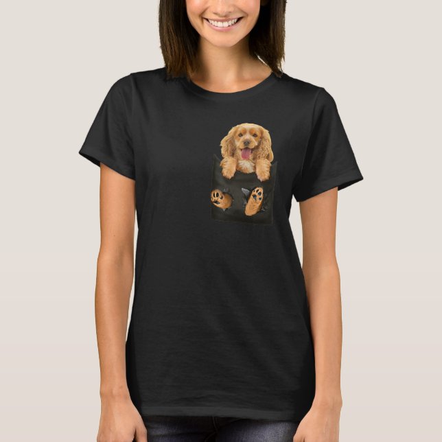 Camiseta Cocker Spaniel em Pocket Puppy Dog T-Shirt (Frente)