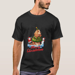 Camiseta Cocker Spaniel Feliz Árvore de Natal Cão X M