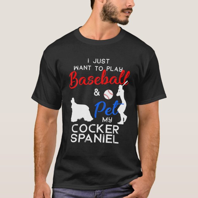 Camiseta Cocker Spaniel Funny Baseball Proprietário do Cach (Frente)