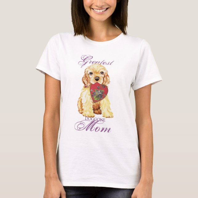 Camiseta Cocker Spaniel Heart Mãe (Frente)