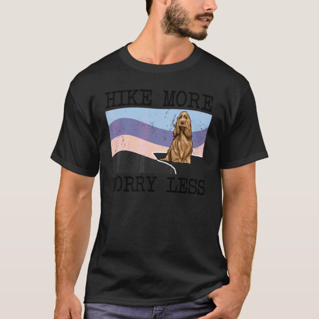 Camiseta Cocker Spaniel Inglês Caminhe Mais Preocupe Menos  (Frente)