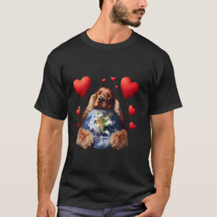 Camiseta Cocker Spaniel Inglês Dia da Terra Abraço Amor Don