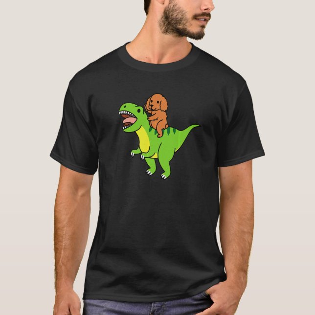 Camiseta Cocker Spaniel Montando Rex Dinossauro Cachorro   (Frente)
