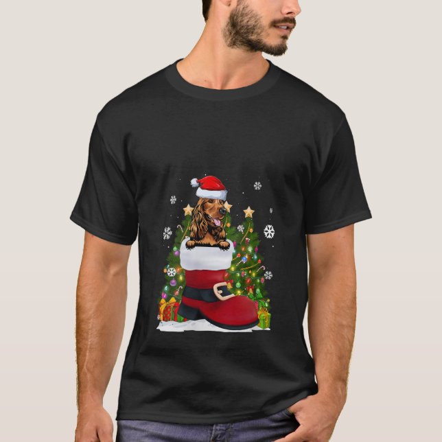 Camiseta Cocker Spaniel no Calçado Santa Hat Ugly Christma (Frente)
