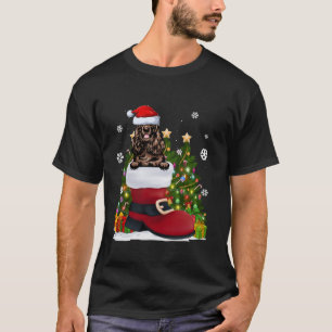 Camiseta Cocker Spaniel no Calçado Santa Hat Ugly Christma