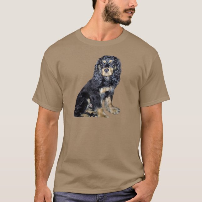 Camiseta Cocker Spaniel (preto e acastanhado) (Frente)