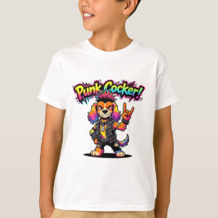 Camiseta Cocker Spaniel Punk Colorido Cachorro Punk Rock