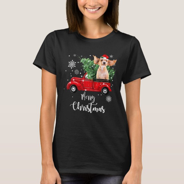 Camiseta Cocker Spaniel Puppy Ride Red Truck (Frente)