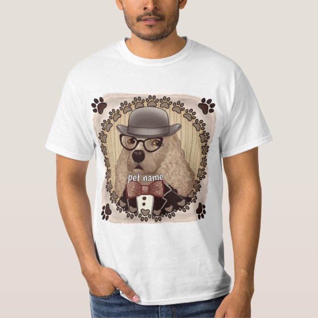 Camiseta Cocker Spaniel usando óculos (Frente)