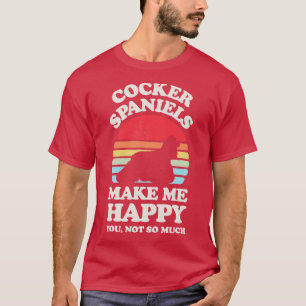 Camiseta Cocker Spaniels Make Me Happy Sunset Retro for Me