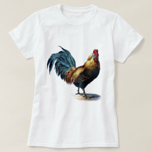 Camiseta Cockerel de Impressão Vintage