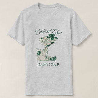 Camiseta "Cocktail Club Happy Hour" Retro Drink Lovers Tee