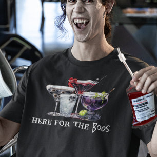 Camiseta Cocktails de Halloween Aqui para as Arreiações