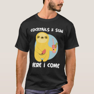 Camiseta Cocktails e Sun Aqui Eu Vim Férias de Verão