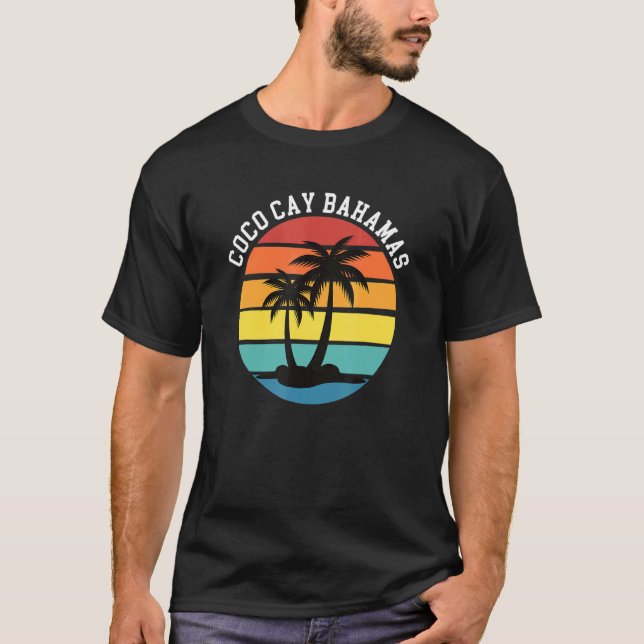 Camiseta Coco Cay Bahamas Palmeiras sunset (árvores de palm (Frente)