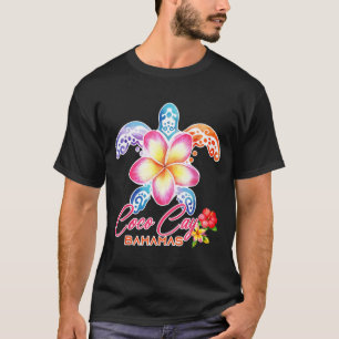 Camiseta Coco Cay Tartaruga Marinha Plumeria Bahamas Verão