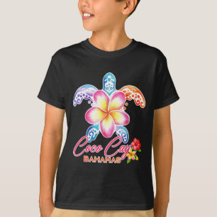 Camiseta Coco Cay Tartaruga Marinha Plumeria Bahamas Verão