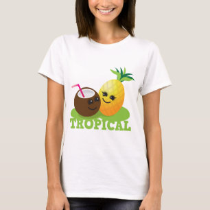 Camiseta Coco e abacaxi bonitos TROPICAIS de Kawaii