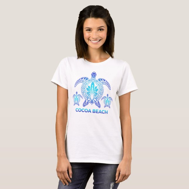 Camiseta Cocoa Beach Florida Ocean Blue Sea Turtle Souvenir (Frente Completa)