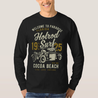Camiseta Cocoa Beach Florida Retro Hotrod Surf Distressed  