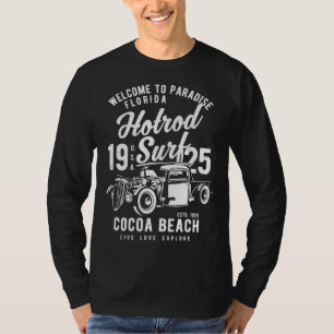 Camiseta Cocoa Beach Flórida Retro Hotrod Surf Distressed