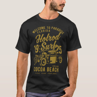 Camiseta Cocoa Beach Florida Retro Hotrod Surf Distressed