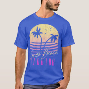 Camiseta Cocoa Beach Florida Vintage Tropical Sunset Palm T
