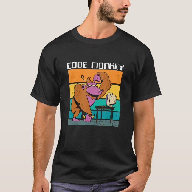 Camiseta Code Monkey Gorilla Codificação Retroativa Codific (Frente)