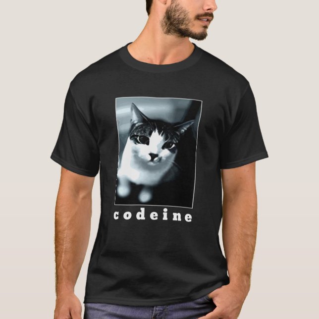 Camiseta Codeína De Gato Preto E Branco (Frente)