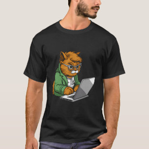 Camiseta Coder Cat Programando Codificação de Engenheiro de