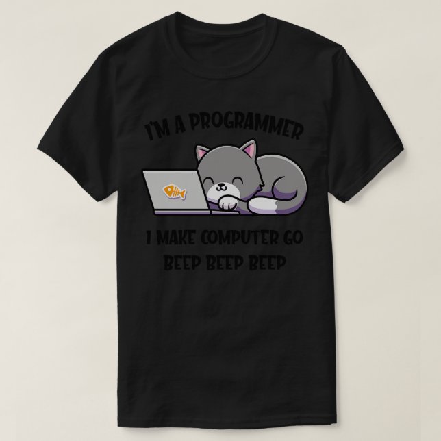 Camiseta Coder Cat Programmer Engraçado Cientista de Comput (Frente do Design)